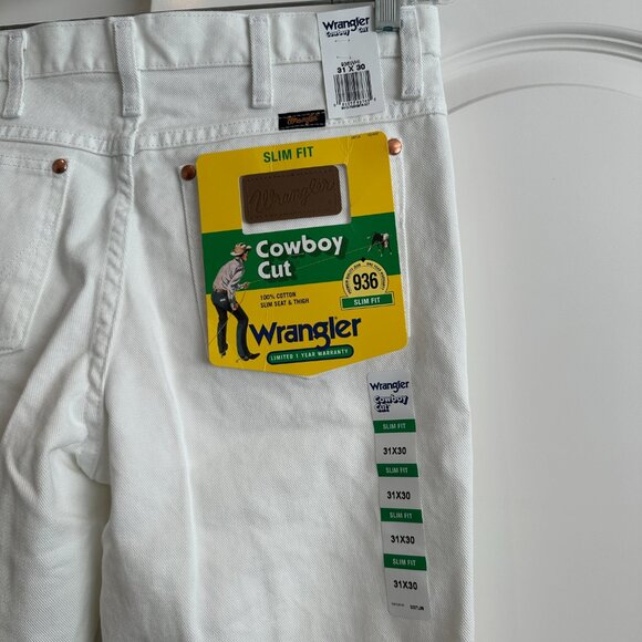 NWT Wrangler Men's Cowboy Cut Slim Fit Jeans | White 31x30 - Picture 5 of 5
